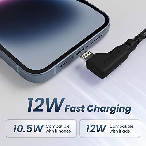 Ambrane Lightning Cable, 12W Fast Charging, L Shape for Easy Holding, Fishnet Nylon Braided, 480 Mbps Data Sync Cable for iPhone, iPad, Macbook, iMac, AirPods, 1m (ABLLS-10, Black) - Image 2