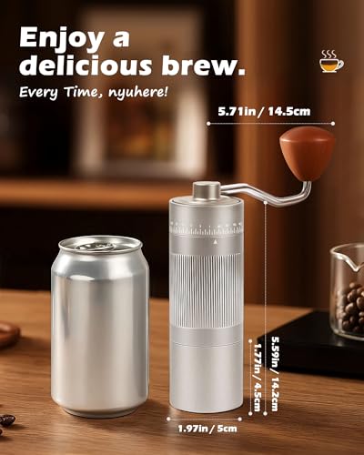 Rsoilch Manual Coffee Grinder with Stainless Steel Burr - 22g Capacity Handheld Mill for Espresso, with 55 Adjustable Settings & Quiet -Extra Fine - Portable Coffee Bean Grinder for Home use - Image 3