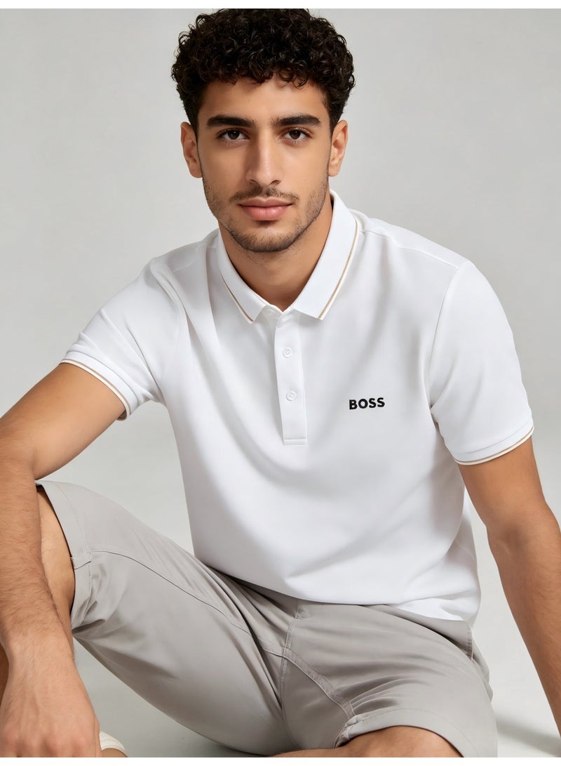 BOSS Men's Casual Loose-Fit Short Sleeve Polo Shirt - White - Image 3