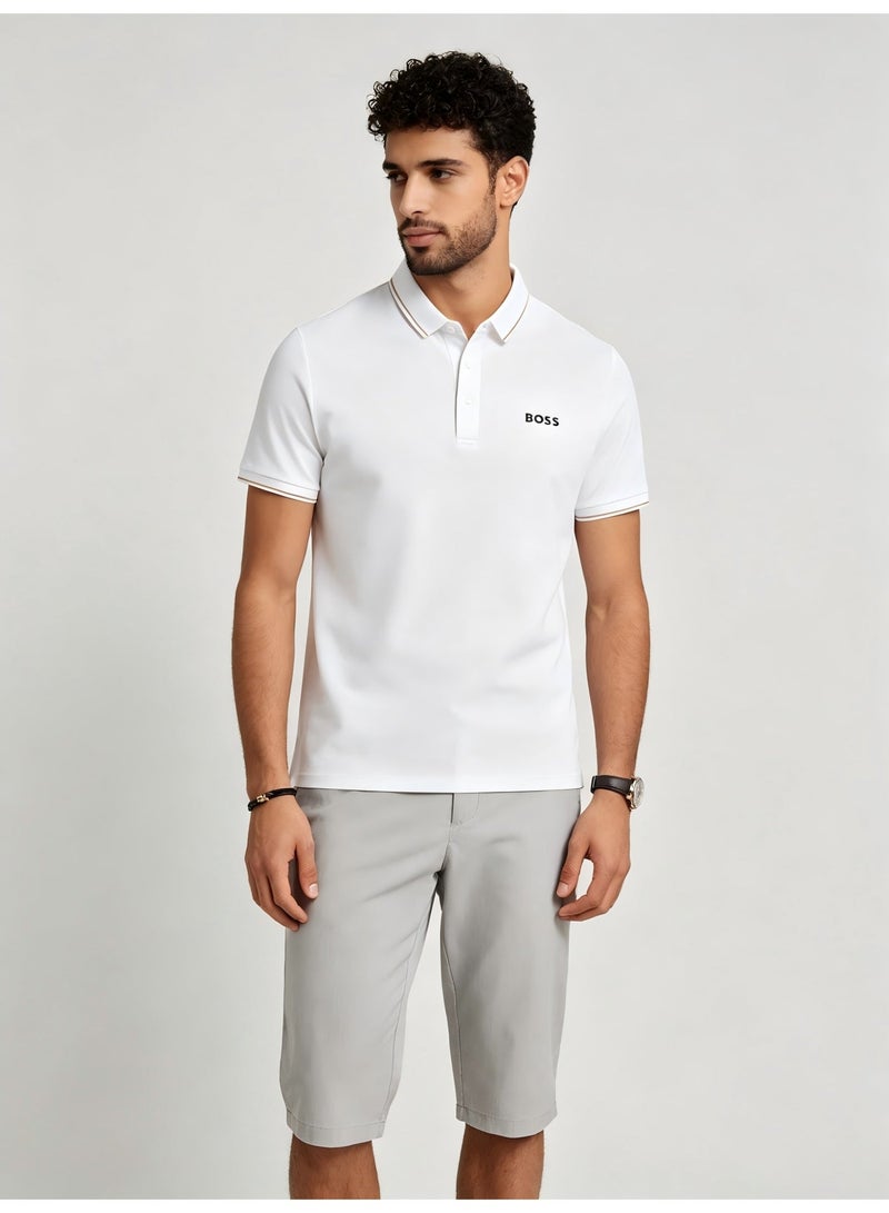 BOSS Men's Casual Loose-Fit Short Sleeve Polo Shirt - White - Image 5