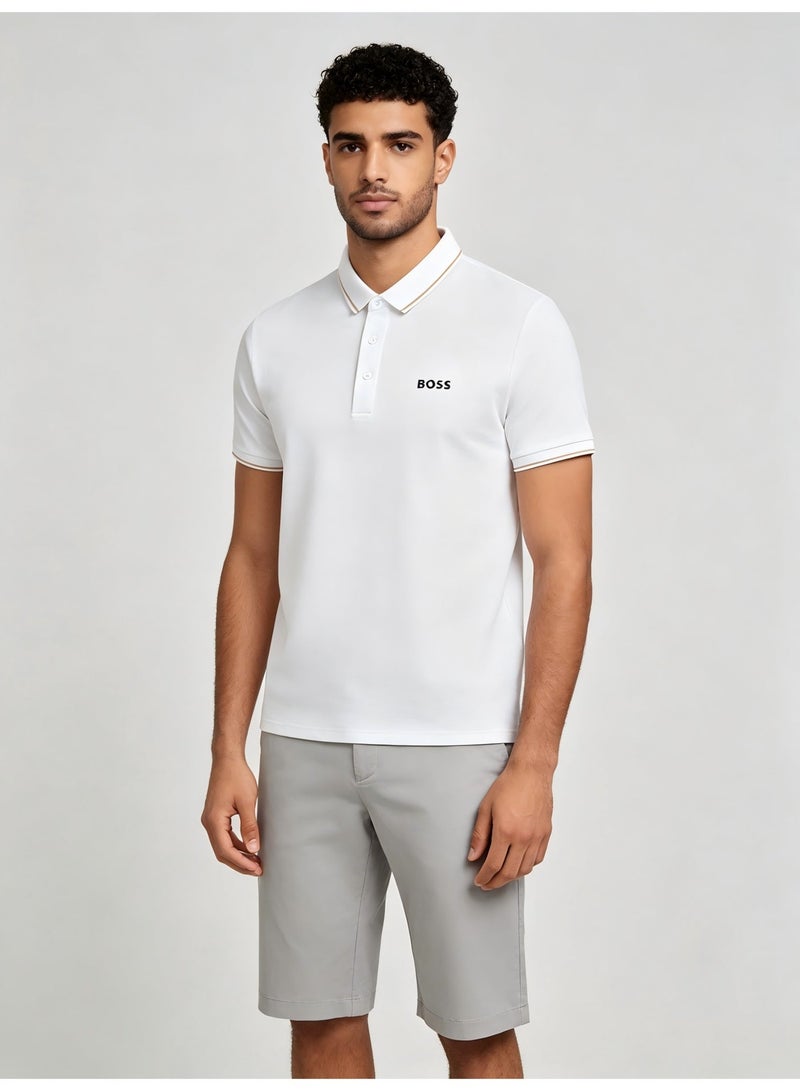 BOSS Men's Casual Loose-Fit Short Sleeve Polo Shirt - White - Image 4