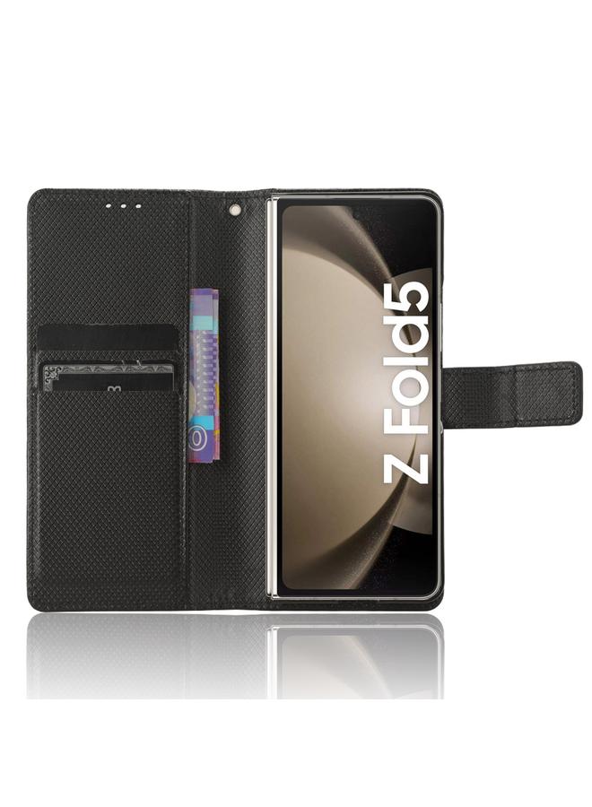 اس-توب جراب لهاتف Samsung Galaxy Fold5 مصنوع من الجلد بتصميم ماسي مع فتحة قلم - Image 4