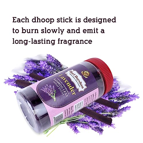 Hari Darshan Lavender Dhoop Sticks | Bambooless Organic Batti with Holder | Natural Long Lasting Fragrance | Ideal for Pooja Meditation Home Aroma Incense | Pack of 3-125g Each - Image 3