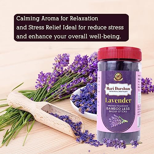 Hari Darshan Lavender Dhoop Sticks | Bambooless Organic Batti with Holder | Natural Long Lasting Fragrance | Ideal for Pooja Meditation Home Aroma Incense | Pack of 3-125g Each - Image 5