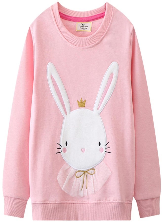 NUBEEHOHO Girls Easter Sweatshirts Toddler Bunny Sweater for Girls Spring Long Sleeve Crewneck Pullover Tops Kids Easter Rabbit Cotton Clothes 5T - Image 1
