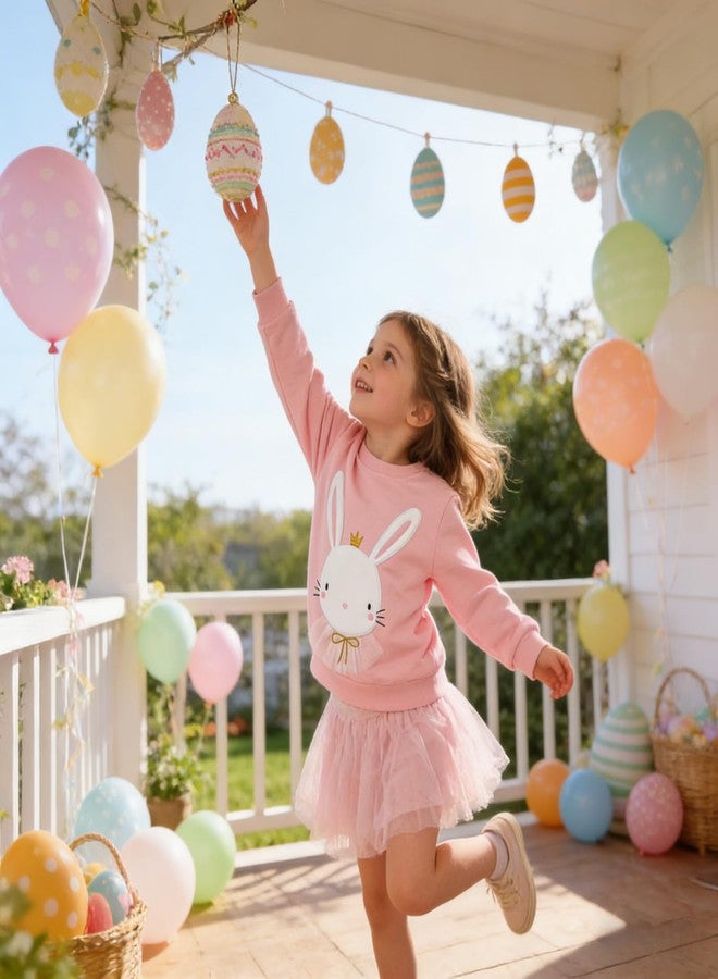 NUBEEHOHO Girls Easter Sweatshirts Toddler Bunny Sweater for Girls Spring Long Sleeve Crewneck Pullover Tops Kids Easter Rabbit Cotton Clothes 5T - Image 5