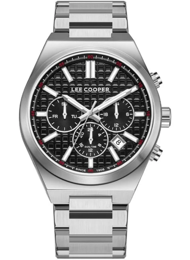 Lee Cooper LEE COOPER Men's JP25 Movement Watch, Multi Function Display and Metal Strap - LC08084.350, Black