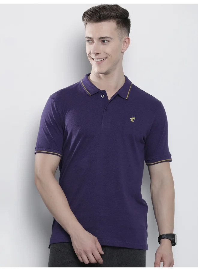 The Indian Garage Co Men Regular Fit Basics Plain Polo Neck Printed Polo T-Shirts