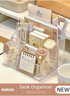 DUNISO Acrylic Desk Organizer, 5 Compartments  Pencil Organizer, Multiple Functional Pen Holder, Desktop Stationery and  Accessories Organizer Caddy for Office School Home & Art Supplies  - Image 1