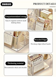 DUNISO Acrylic Desk Organizer, 5 Compartments  Pencil Organizer, Multiple Functional Pen Holder, Desktop Stationery and  Accessories Organizer Caddy for Office School Home & Art Supplies  - Image 2