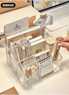 DUNISO Acrylic Desk Organizer, 5 Compartments  Pencil Organizer, Multiple Functional Pen Holder, Desktop Stationery and  Accessories Organizer Caddy for Office School Home & Art Supplies  - Image 3
