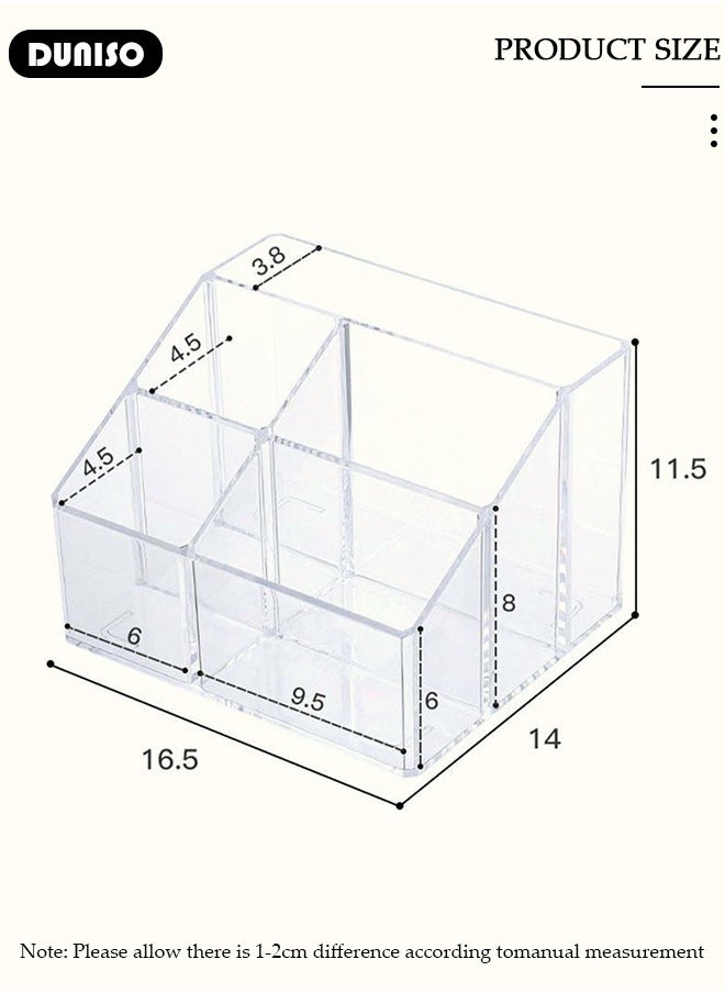 DUNISO Acrylic Desk Organizer, 5 Compartments  Pencil Organizer, Multiple Functional Pen Holder, Desktop Stationery and  Accessories Organizer Caddy for Office School Home & Art Supplies  - Image 4