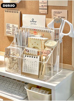 DUNISO Acrylic Desk Organizer, 5 Compartments  Pencil Organizer, Multiple Functional Pen Holder, Desktop Stationery and  Accessories Organizer Caddy for Office School Home & Art Supplies  - Image 5