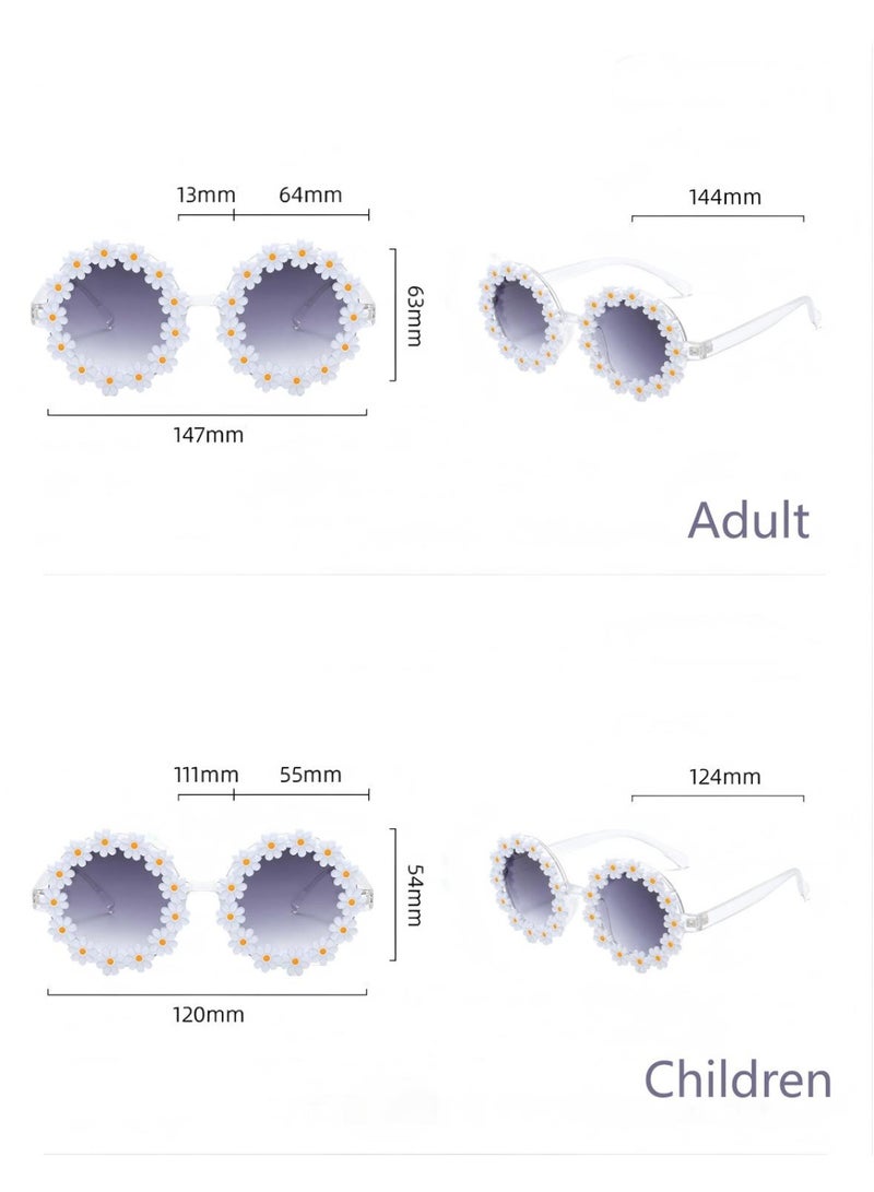 Veil Parent-Child Sun Glasses, Cute Sunflower Sun Glasses, Suitable for Kids Girls Boys and adult UV400 Protection Sun Glasses, Flexible Frames Sun Glasses Fashion Seaside Vacation - White - Image 4