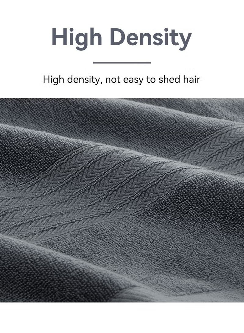 Beauenty 3PCS Cotton Bath Towel Set Fast Absorbent Skin-friendly and Soft Bath Towel*1PCS and 2PCS Towels Grey - Image 4