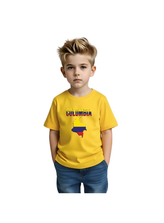 Colombia Kids Boys Tshirt - Round Neck Short Sleeve Cotton T-Shirt - Perfect for Young Colombian Explorer - Great Gift for Traveler - Image 1