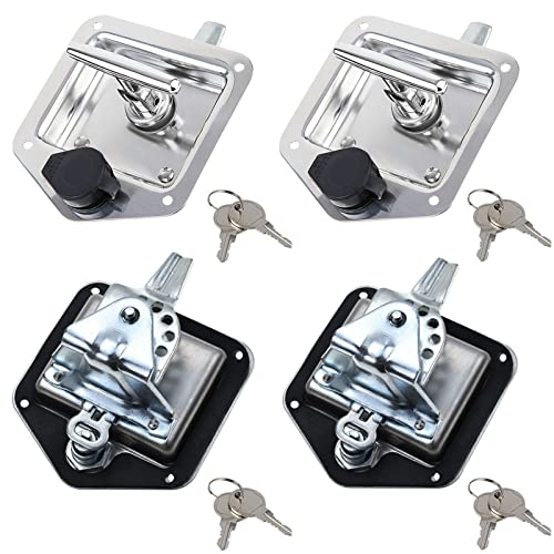 Czsmbt 4Pcs Trailer Door Latch Rv Door Tool Box Lock with Gasket T-Handle Latch with Keys 304 Stainless Steel Highly Polished - Image 1