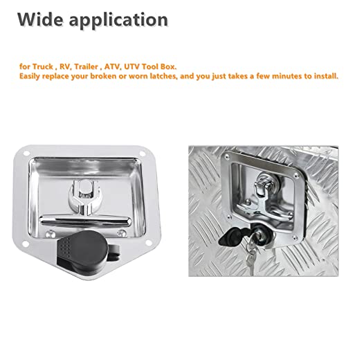 Czsmbt 4Pcs Trailer Door Latch Rv Door Tool Box Lock with Gasket T-Handle Latch with Keys 304 Stainless Steel Highly Polished - Image 4