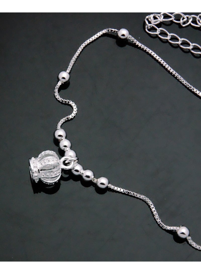 Simple crown pendant anklet women's S925 silver plated anklet jewelry - Image 5