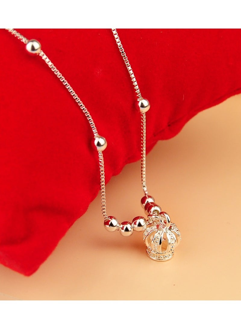 Simple crown pendant anklet women's S925 silver plated anklet jewelry - Image 3