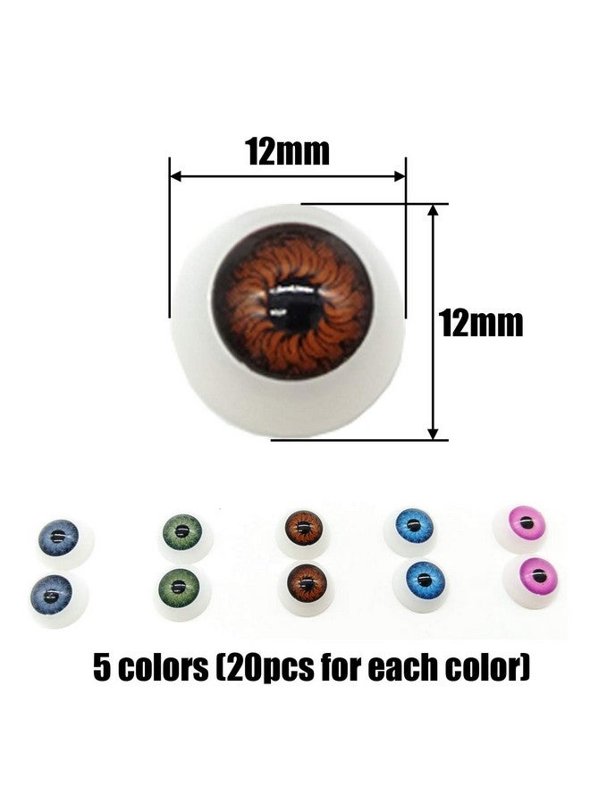 TIHOOD 100Pcs/Box 12Mm Doll Eyeballs Half Round Acrylic Eyes For Diy Doll Bear Crafts Halloween - Image 2