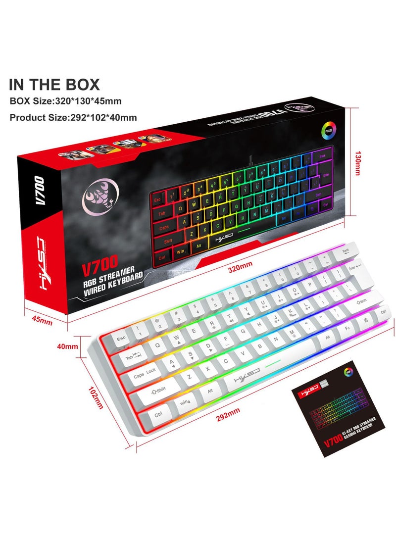 60% Wired Gaming Keyboard, RGB Backlit Ultra-Compact Mini Keyboard, Waterproof Small Compact 61 Keys Keyboard for PC/Mac Gamer, Typist, Travel, Easy to Carry on Business Trip - Image 1