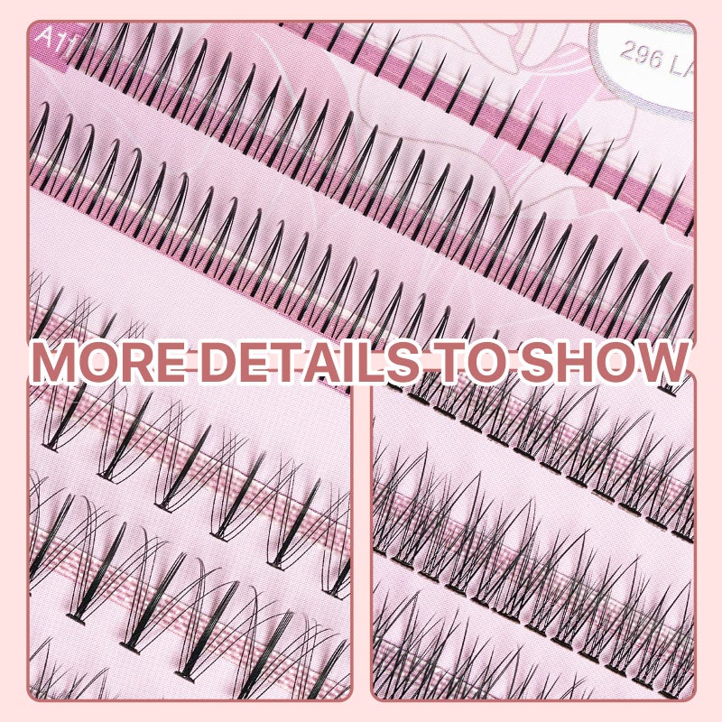 MLEN DIARY Individual Lashes 296 Clusters Lashes 4 Types Manga Lashes Individual Natural Look 9-13mm Eyelash Extension Kit for Make Up DIY - Image 2