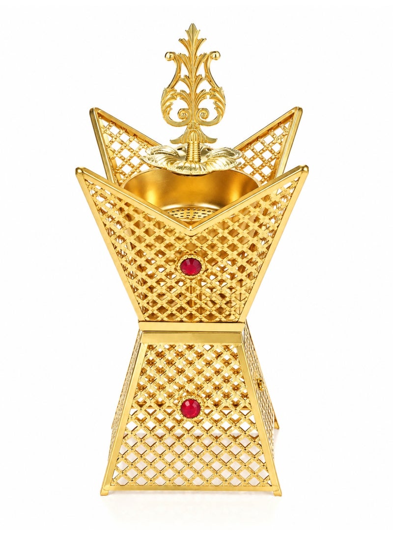 Luxury Gold Metal Incense Holder With Traditional Arabic Design, Removable Bakhoor Bowl, Elegant Home Décor For Majlis, Living Room, Office & Gift - Image 1