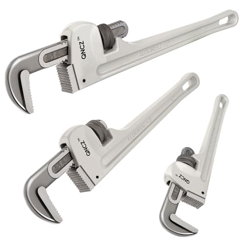 QNCZ Pipe Wrench Set, Professional Aluminum Pipe Wrench 14” & 8”, Heavy Duty Plumbers Wrench for Plumbers, Pipe, Home, Auto Repair - Image 5