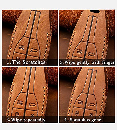 SANRILY 3 Button Blue Key Fob Cover Fit for Volkswagen vw golf 8 2020 Skoda Octavia Seat Leon MK 4 Full Coverage Leather Key Case with Keychains-Keyless - Image 5