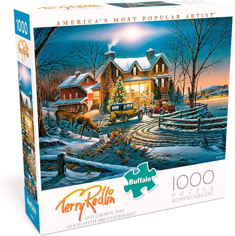 Buffalo Games â€“ Terry Redlin - and Crown They Good in Brotherhood - 1000 Piece Christmas Jigsaw Puzzle - Festive Holiday Puzzle for Adults â€“ Precision-Cut Pieces and Hours of Fun - Image 1