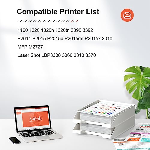V4INK High Yield Compatible 49X 53X Toner Cartridge Replacement for HP 53X Q7553X 49X Q5949X for use in HP LaserJet P2015dn P2015 P2015d 1320 1320n 3390 3392 M2727nf P2014 P2010 Printer (Black,1 Pack) - Image 2