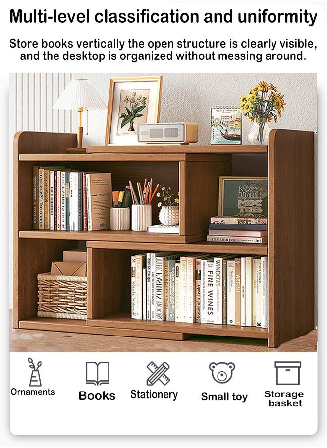 Two Layer Desktop Bookshelf Space Saving Storage Rack (80*17*60cm)