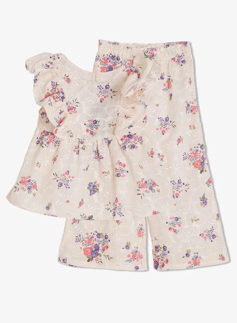 Ripples Girls Embroidered & Floral Printed Co-ord Sets