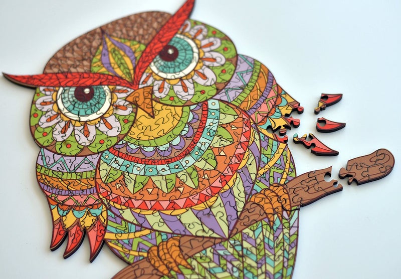 HARTMAZE Wooden Jigsaw Puzzles Colorful Owl HM-04 Small Bird Puzzle 206 Unique Shape Jigsaw Pieces-Beautiful Animal for Adults and 8 Years Age up Teens- Best for Family Game Play Collection. - Image 2