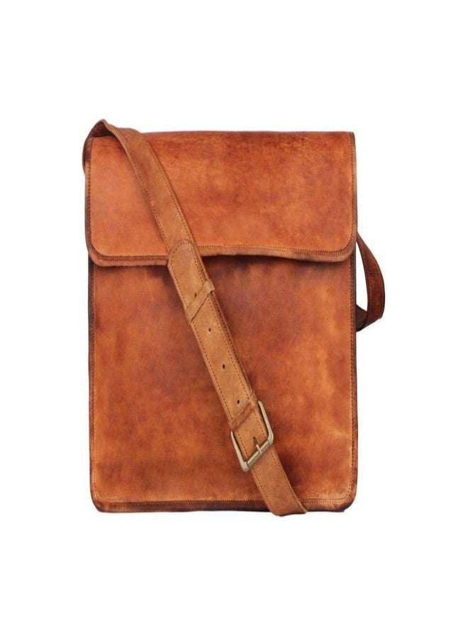 pranjals house genuine leather half flap 13 inch leather satchel messenger bag for boys & girls - Image 1