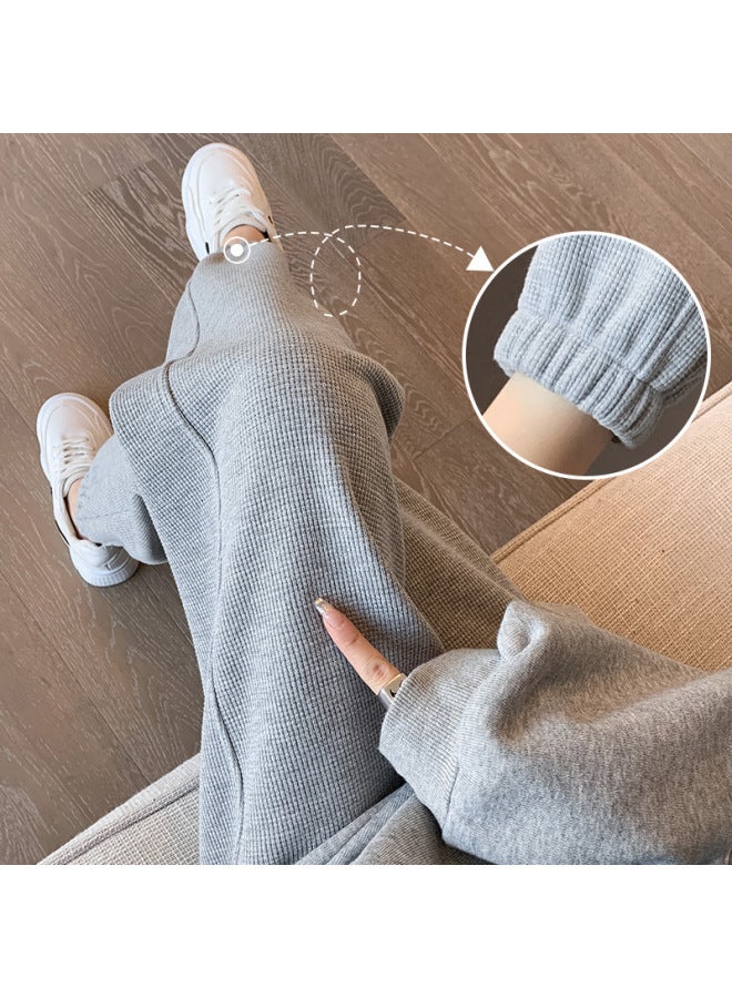 Women's Athletic Pants Waffle Spring And Autumn Petite Joggers Casual Autumn And Winter Gray Plaid Sweatpants
