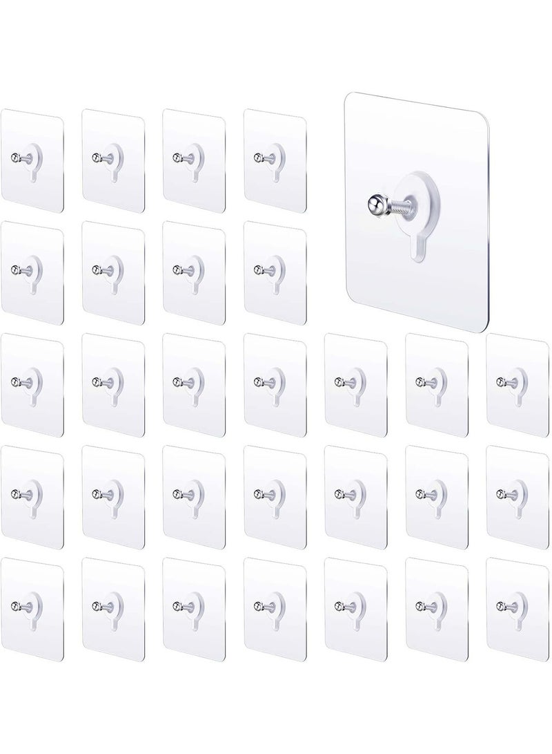 30 Piceces Wall Hooks for Hanging,Screw Free Sticker for Mount Wall Shelf, 2 in 1 Adhesive Hooks Heavy Duty, Waterproof Rustproof and Oilproof for Kitchen, Bathroom, Home, Office - Image 1