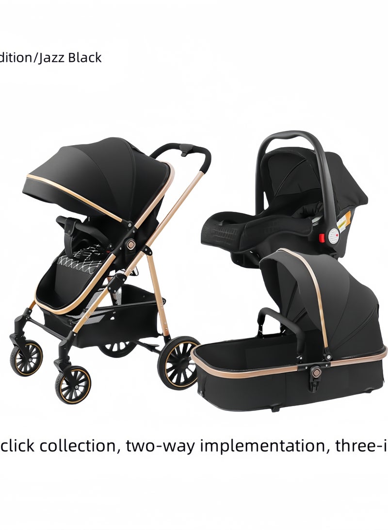 عربة أطفال خفيفة الوزن 3 في 1 عالية المناظر الطبيعية وعربة أطفال فاخرة قابلة للطي 3 في 1 - Image 3