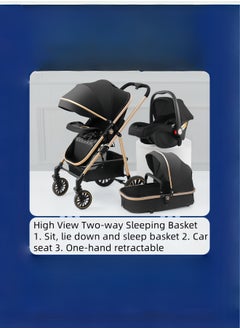 Generic High Landscape Lightweight 3 In 1 Pushchair Stroller Baby And Carseat Luxury Foldable Baby Stroller Pram 3 In 1 With Car Seat  - Image 3