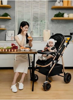 Generic High Landscape Lightweight 3 In 1 Pushchair Stroller Baby And Carseat Luxury Foldable Baby Stroller Pram 3 In 1 With Car Seat  - Image 5