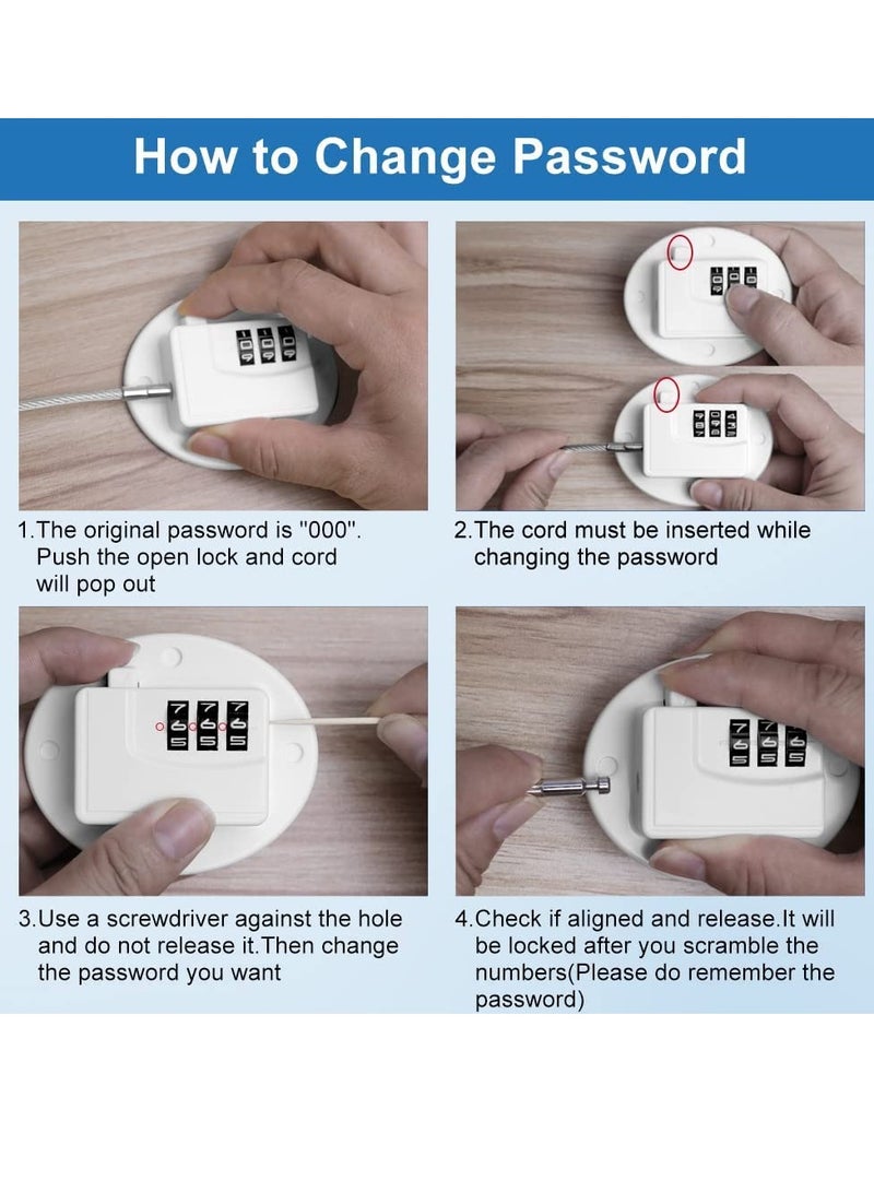 Barakah أقفال أمان النوافذ لاصقة ذاتيًا مقيد للنوافذ من UPVC بدون حفر أقفال نوافذ أمان للأطفال وحيوانات أليفة مقيد نوافذ الأطفال أقفال أمان للنوافذ كلمة مرور لحماية الأطفال بيضاء 1 عبوة - Image 5