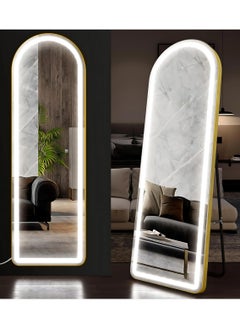 comfy vibe LED Arched Full Length Mirror with Led Lights 160 X 50 Cm | 3 Color Wall Mounted Hanging Full Length Body Mirror with Stand, Floor Standing Mirror with Gold Aluminum Frame  - Image 5