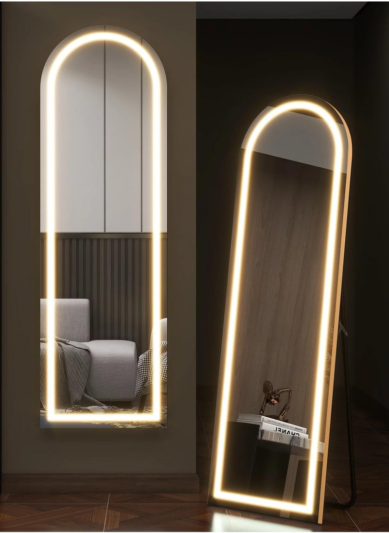 comfy vibe LED Arched Full Length Mirror with Led Lights 160 X 50 Cm | 3 Color Wall Mounted Hanging Full Length Body Mirror with Stand, Floor Standing Mirror with Gold Aluminum Frame  - Image 5
