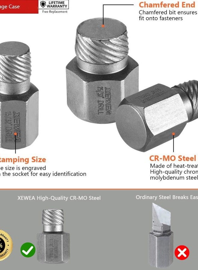 XEWEA 25Pcs Screw Extractor Set Hex Head Multi-Spline Easy Out Bolt Extractor Set, Chrome Molybdenum Alloy Steel Heavy Duty Metric EZ Out Rounded Screw Remover - Image 3