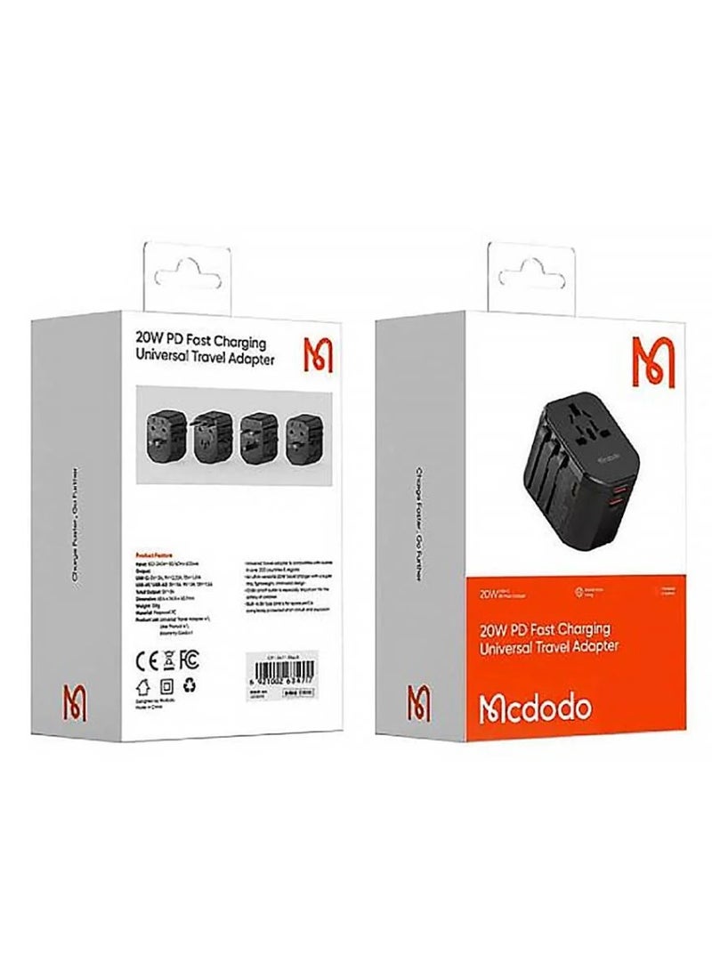 MCDODO CP-3471 20W PD FAST CHARGING UNIVERSAL TRAVEL ADAPTER - Image 1