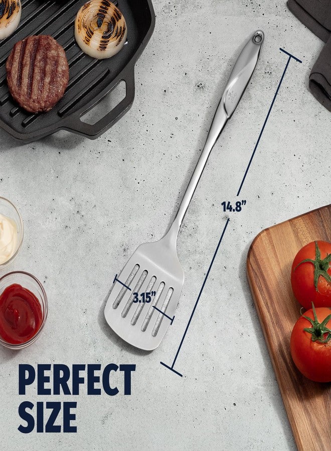 Zulay Kitchen Stainless Steel Slotted Turner - 14.8” Heat-Resistant Metal Spatula for Cooking, Frying & Grilling - Durable, Rust-Proof & Dishwasher Safe Kitchen Utensil for Everyday Use - Image 4