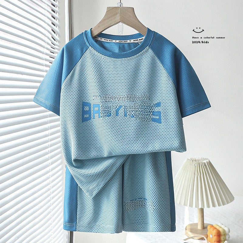 Generic Kids Summer Basketball Jersey Shorts Set Blue