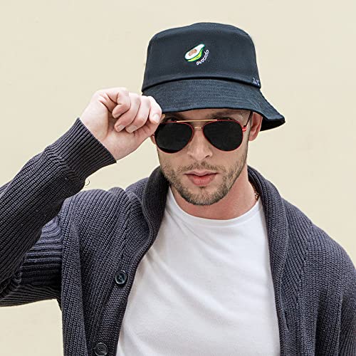 ZLYC Unisex Fashion Embroidered Bucket Hat Summer Fisherman Cap for Men Women Teens (Black Avocado) - Image 4