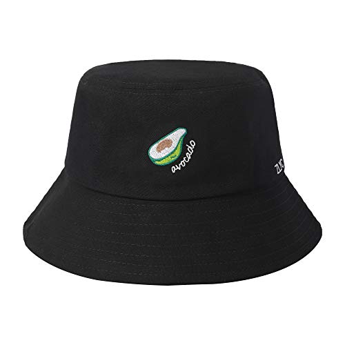 ZLYC Unisex Fashion Embroidered Bucket Hat Summer Fisherman Cap for Men Women Teens (Black Avocado) - Image 1